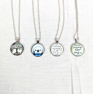 Womens Lot of 4 New Globe Pendant Necklaces